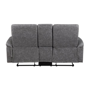 Vero Polished Microfiber Manual Double Reclining Love seat with Center Console
