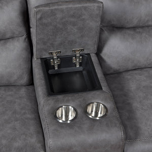 Vero Polished Microfiber Manual Double Reclining Love seat with Center Console
