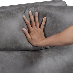 Vero Polished Microfiber Manual Double Reclining Love seat with Center Console