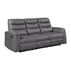 Vero Polished Microfiber Manual Double Reclining Sofa with Drop-down Cup Holders