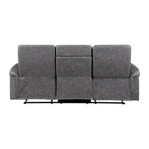 Vero Polished Microfiber Manual Double Reclining Sofa with Drop-down Cup Holders