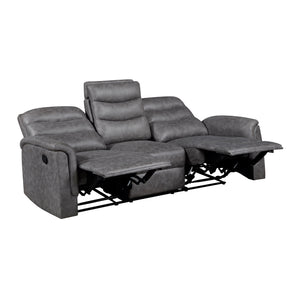Vero Polished Microfiber Manual Double Reclining Sofa with Drop-down Cup Holders