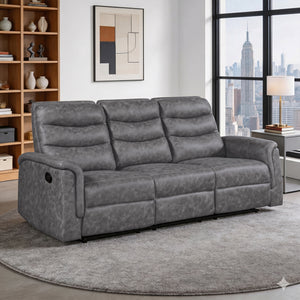 Vero Polished Microfiber Manual Double Reclining Sofa with Drop-down Cup Holders