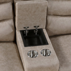 Vero Polished Microfiber Manual Double Reclining Love seat with Center Console