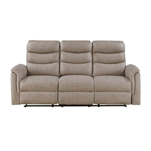 Vero Polished Microfiber Manual Double Reclining Sofa with Drop-down Cup Holders