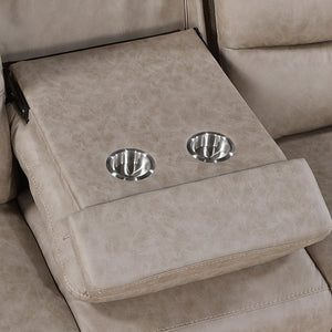 Vero Polished Microfiber Manual Double Reclining Sofa with Drop-down Cup Holders
