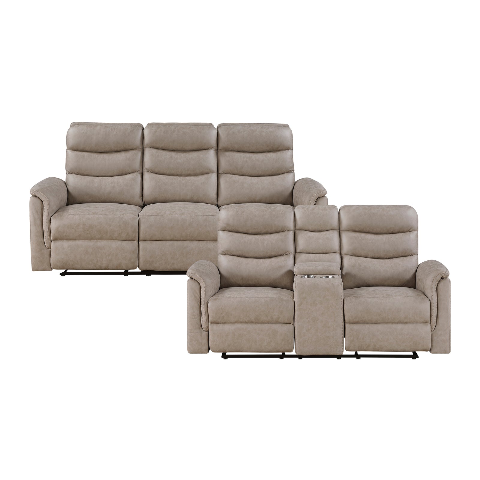 Vero 2-Piece Polished Microfiber Manual Reclining Sofa Set
