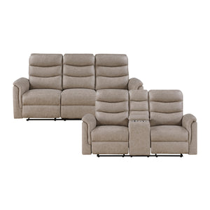 Vero 2-Piece Polished Microfiber Manual Reclining Sofa Set