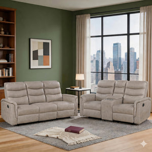 Vero 2-Piece Polished Microfiber Manual Reclining Sofa Set