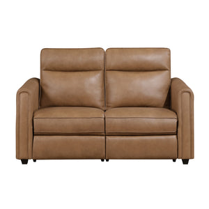 Orlin Faux Leather Power Double Reclining Loveseat with Rounded Track Arms