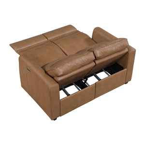 Orlin Faux Leather Power Double Reclining Loveseat with Rounded Track Arms