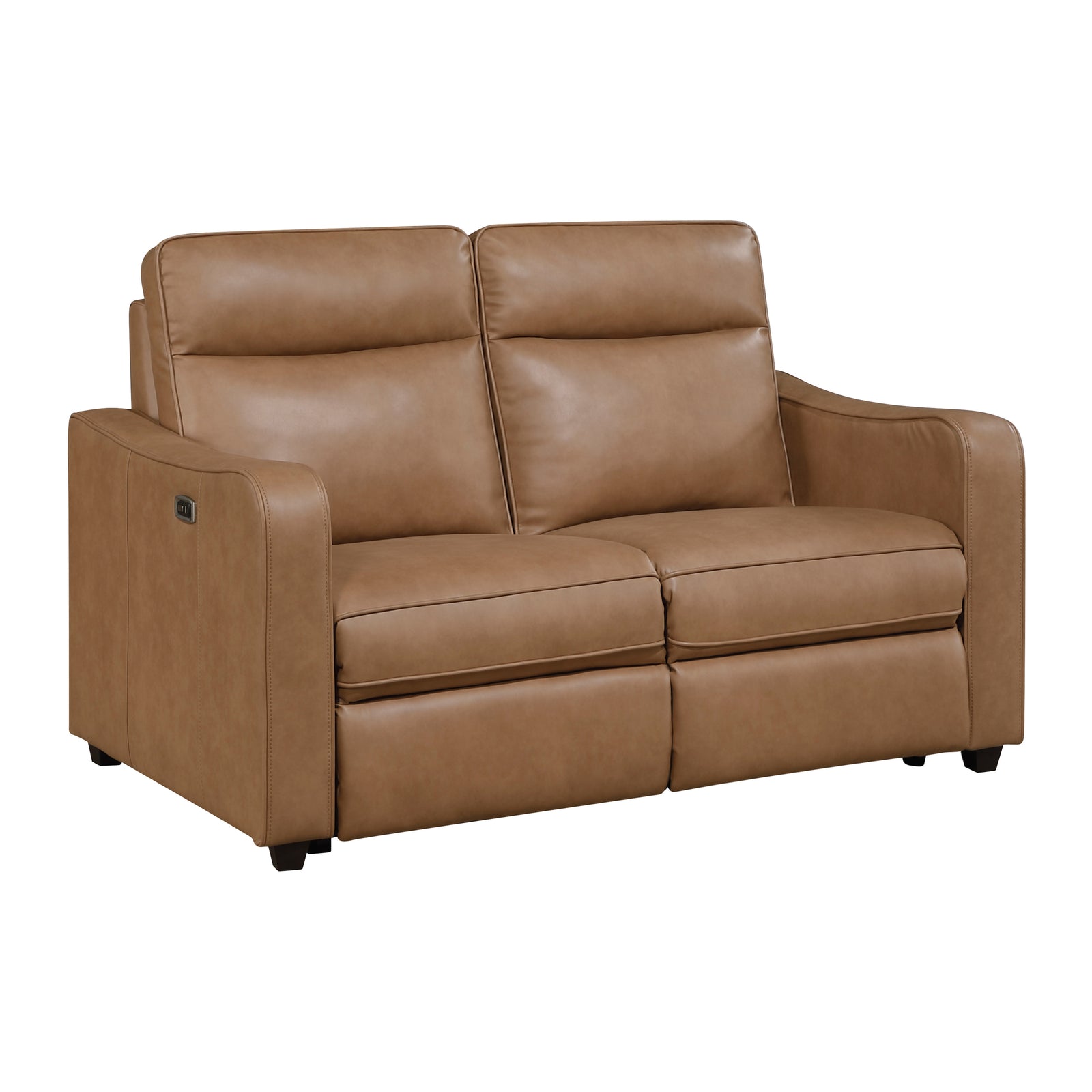 Orlin Faux Leather Power Double Reclining Loveseat with Curved Track Arms