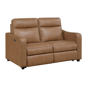 Orlin Faux Leather Power Double Reclining Loveseat with Curved Track Arms
