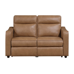 Orlin Faux Leather Power Double Reclining Loveseat with Curved Track Arms