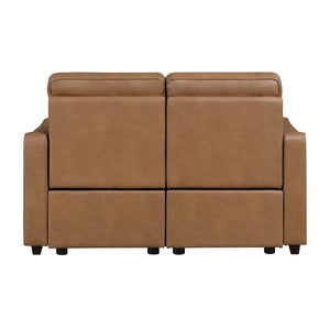 Orlin Faux Leather Power Double Reclining Loveseat with Curved Track Arms