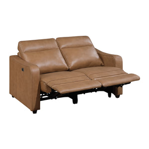 Orlin Faux Leather Power Double Reclining Loveseat with Curved Track Arms
