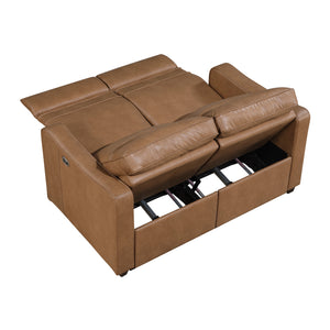 Orlin Faux Leather Power Double Reclining Loveseat with Curved Track Arms