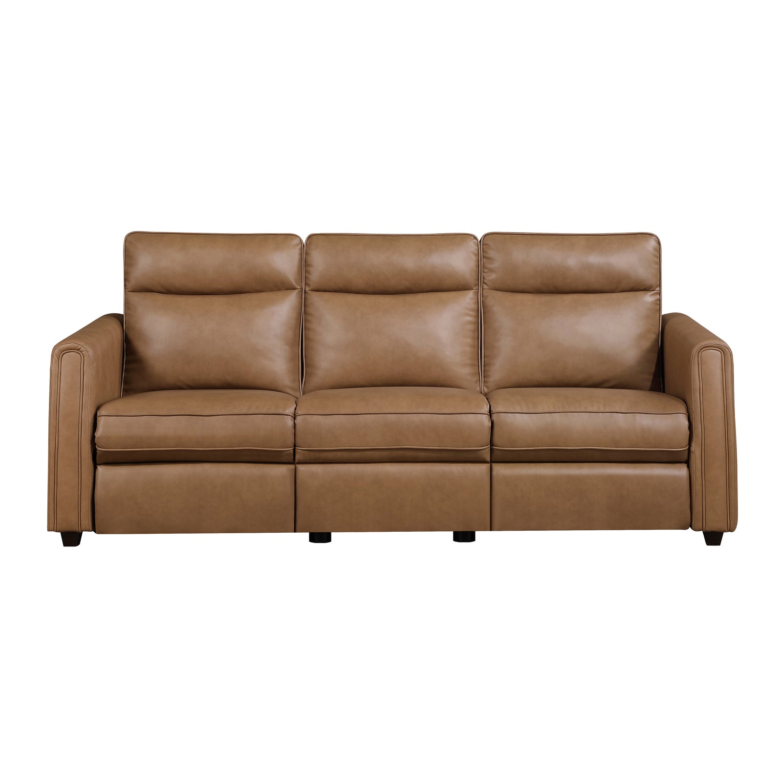 Orlin Faux Leather Power Double Reclining Sofa with Rounded Track Arms