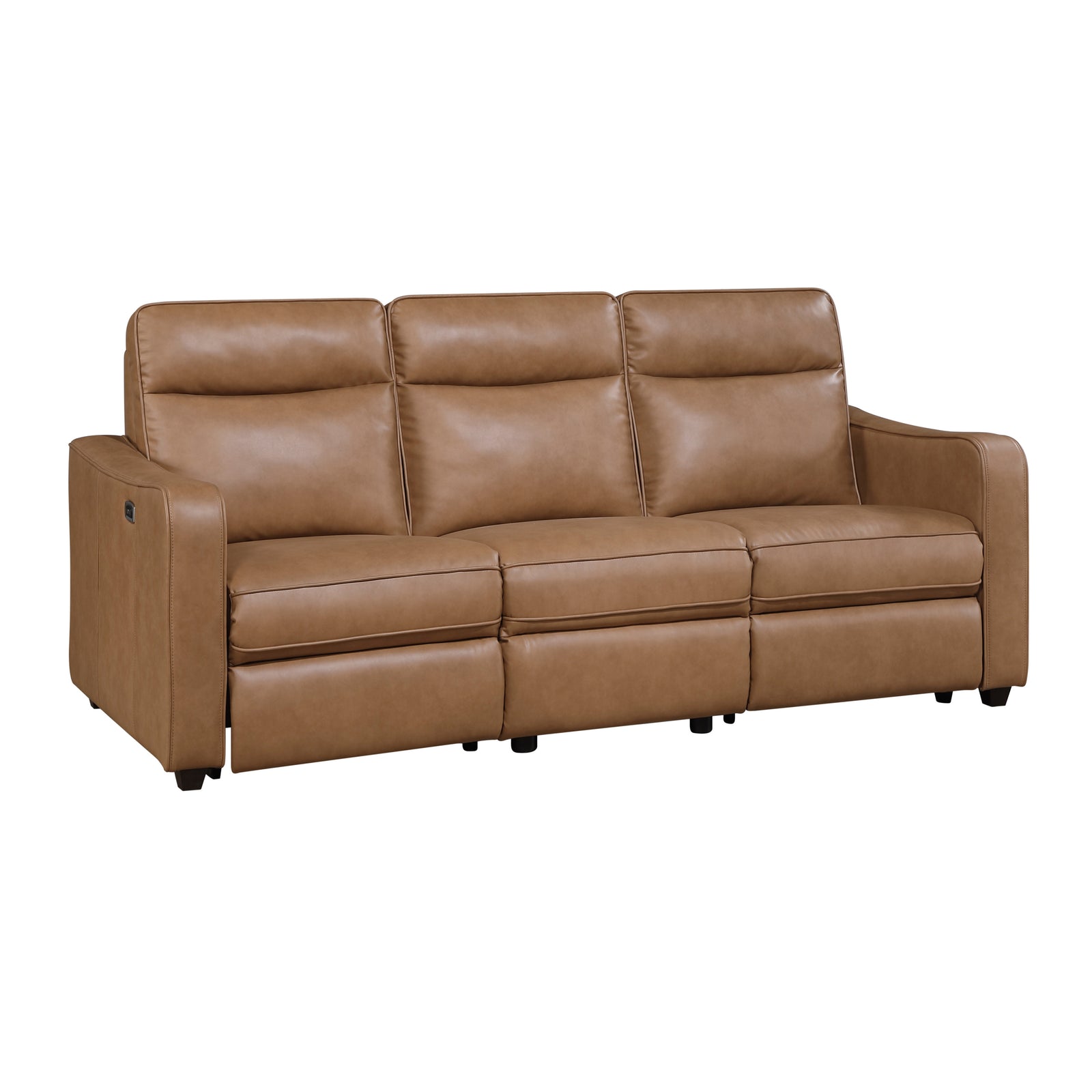 Orlin Faux Leather Power Double Reclining Sofa with Curved Track Arms