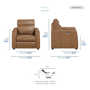Orlin Faux Leather Power Reclining Chair with Rounded Track Arms