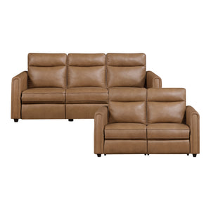 Orlin 2-Piece Faux Leather Living Room Sofa Set with Rounded Track Arms