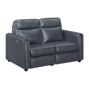 Orlin Faux Leather Power Double Reclining Loveseat with Rounded Track Arms