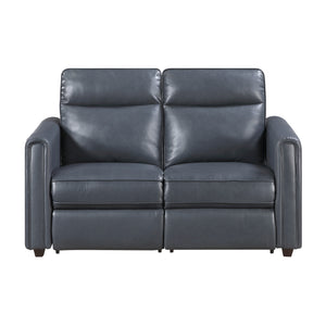 Orlin Faux Leather Power Double Reclining Loveseat with Rounded Track Arms