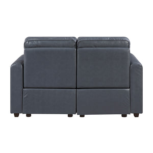 Orlin Faux Leather Power Double Reclining Loveseat with Rounded Track Arms