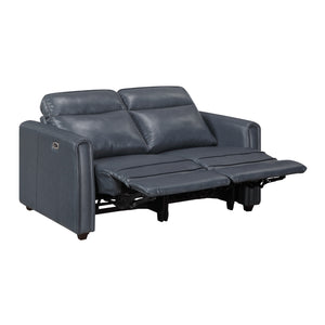 Orlin Faux Leather Power Double Reclining Loveseat with Rounded Track Arms
