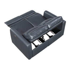 Orlin Faux Leather Power Double Reclining Loveseat with Rounded Track Arms