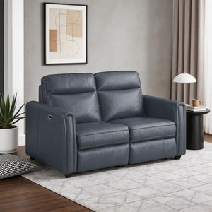 Orlin Faux Leather Power Double Reclining Loveseat with Rounded Track Arms