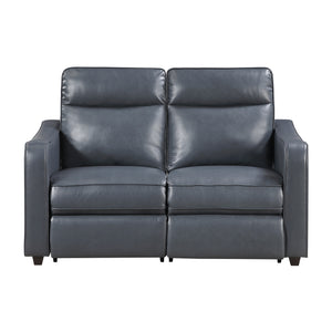 Orlin Faux Leather Power Double Reclining Loveseat with Curved Track Arms