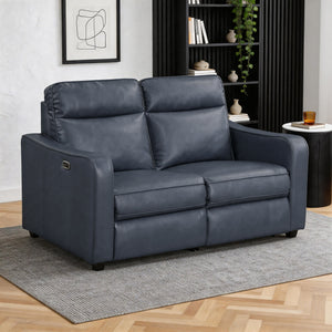 Orlin Faux Leather Power Double Reclining Loveseat with Curved Track Arms