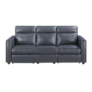 Orlin Faux Leather Power Double Reclining Sofa with Rounded Track Arms