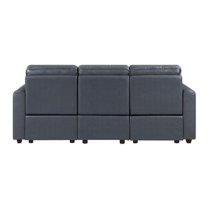 Orlin Faux Leather Power Double Reclining Sofa with Rounded Track Arms