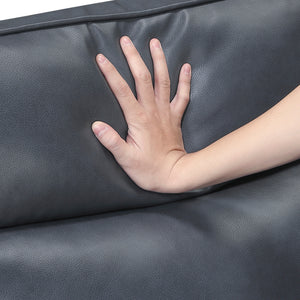 Orlin Faux Leather Power Double Reclining Sofa with Rounded Track Arms