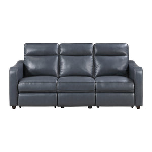 Orlin Faux Leather Power Double Reclining Sofa with Curved Track Arms