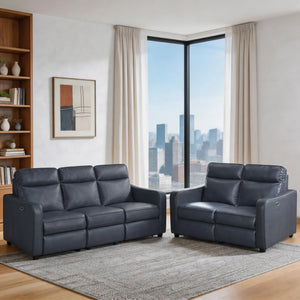 Orlin 2-Piece Faux Leather Living Room Sofa Set with Curved Track Arms