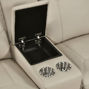 Zaria Leather Match Manual Double Reclining Love Seat with Center Console