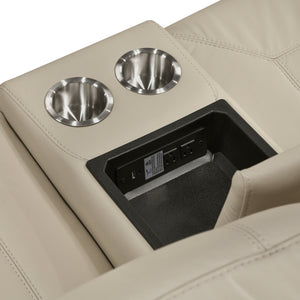 Zaria Leather Match Manual Double Reclining Love Seat with Center Console