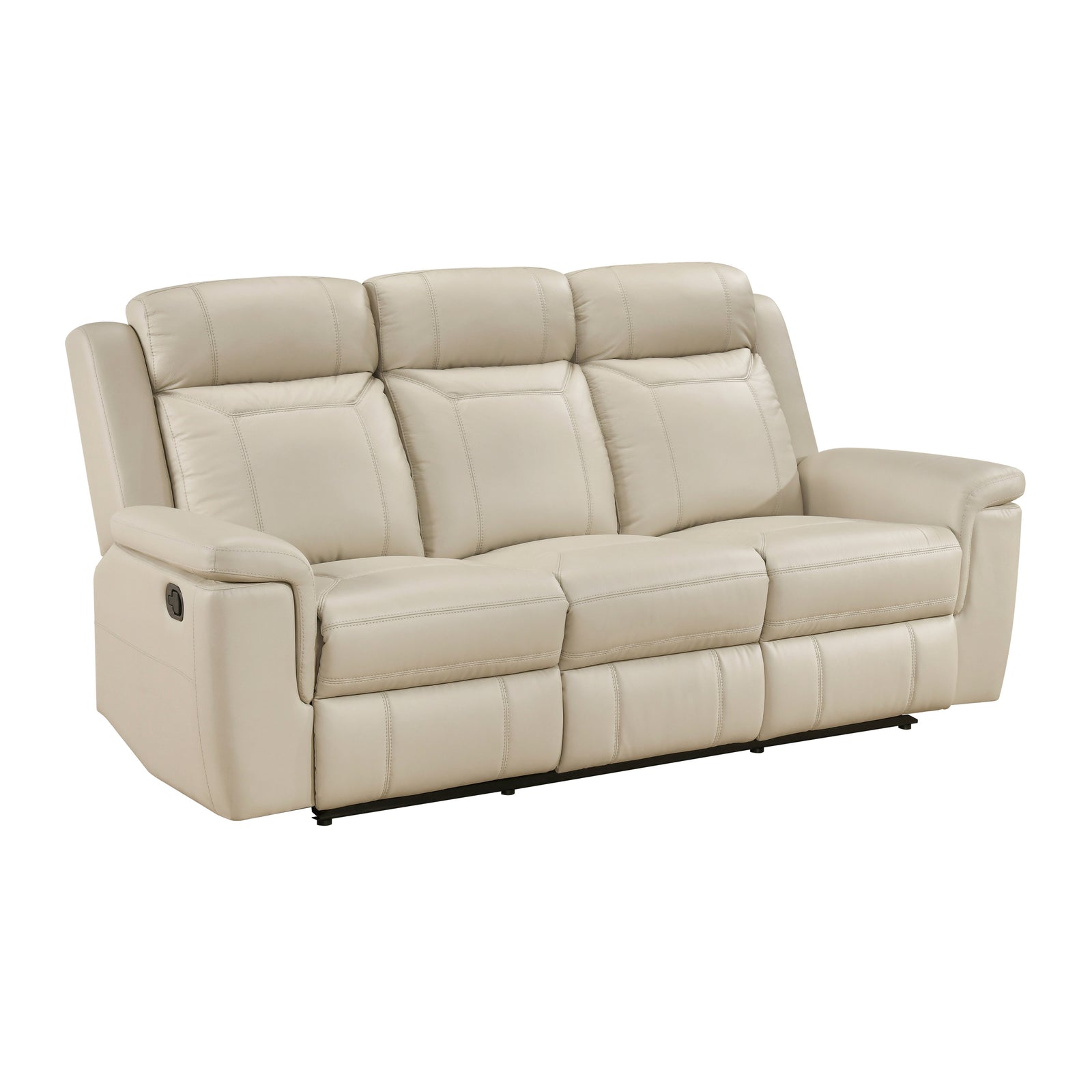 Zaria Leather Match Manual Double Reclining Sofa