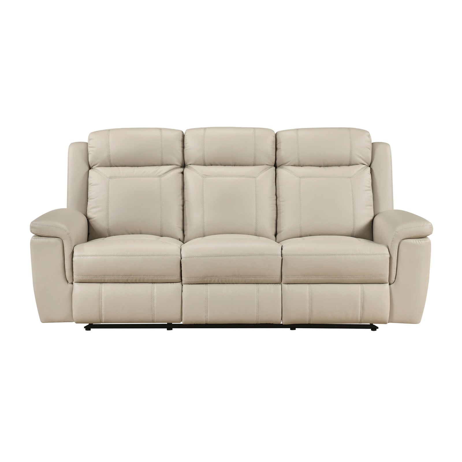 Zaria Leather Match Manual Double Reclining Sofa