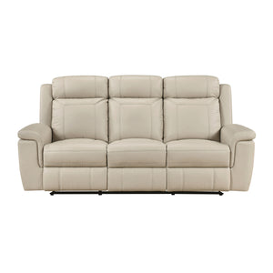 Zaria Leather Match Manual Double Reclining Sofa