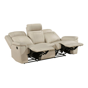 Zaria Leather Match Manual Double Reclining Sofa