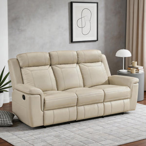 Zaria Leather Match Manual Double Reclining Sofa