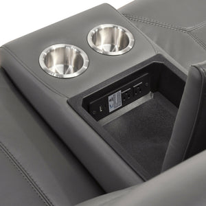 Zaria Leather Match Manual Double Reclining Love Seat with Center Console