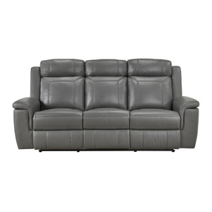 Zaria Leather Match Manual Double Reclining Sofa