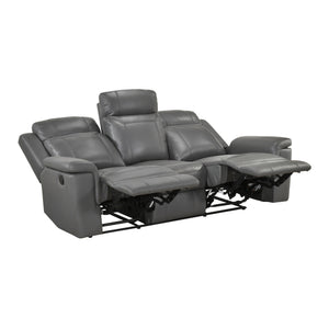Zaria Leather Match Manual Double Reclining Sofa