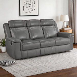 Zaria Leather Match Manual Double Reclining Sofa