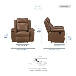 Zaria Leather Match Manual Reclining Chair